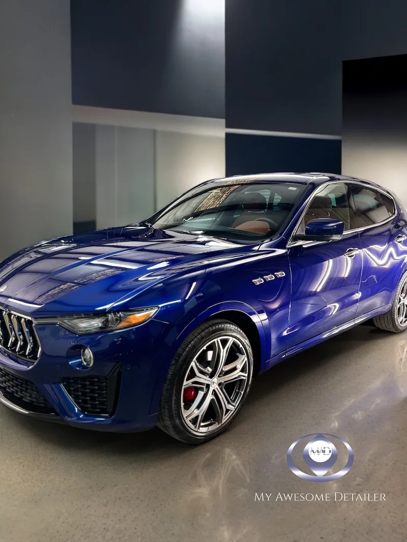 Blue Maserati Levante detailed
