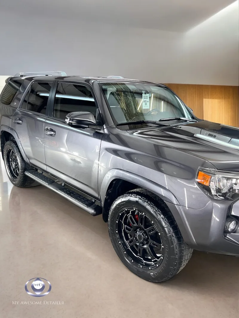 Gray 4Runner in detailing shop