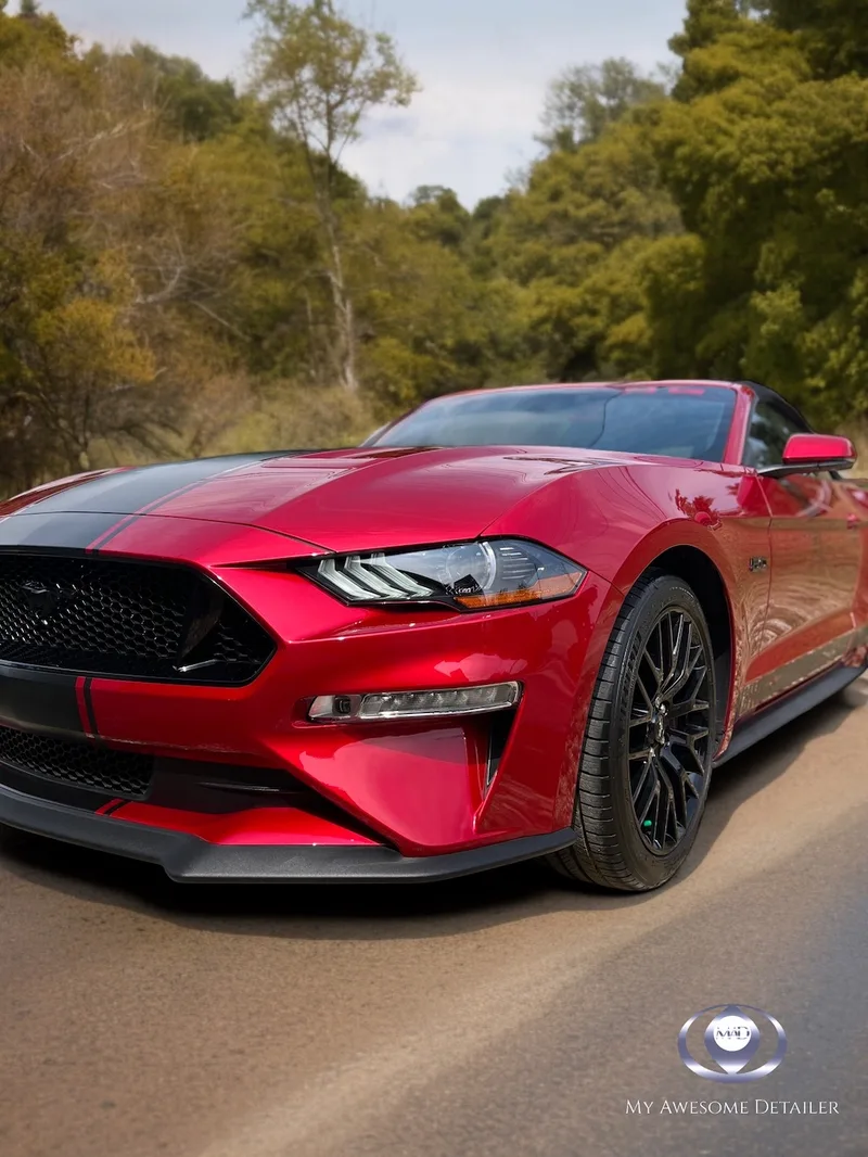 Red Mustang GT convertible detailed