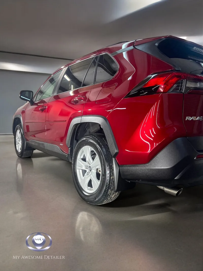 Red Toyota RAV4 detailed
